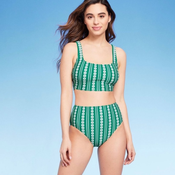 Kona Sol Other - NWT-Women’s Global Print Longline Bikini Top and High Waisted Bottom Kona Sol